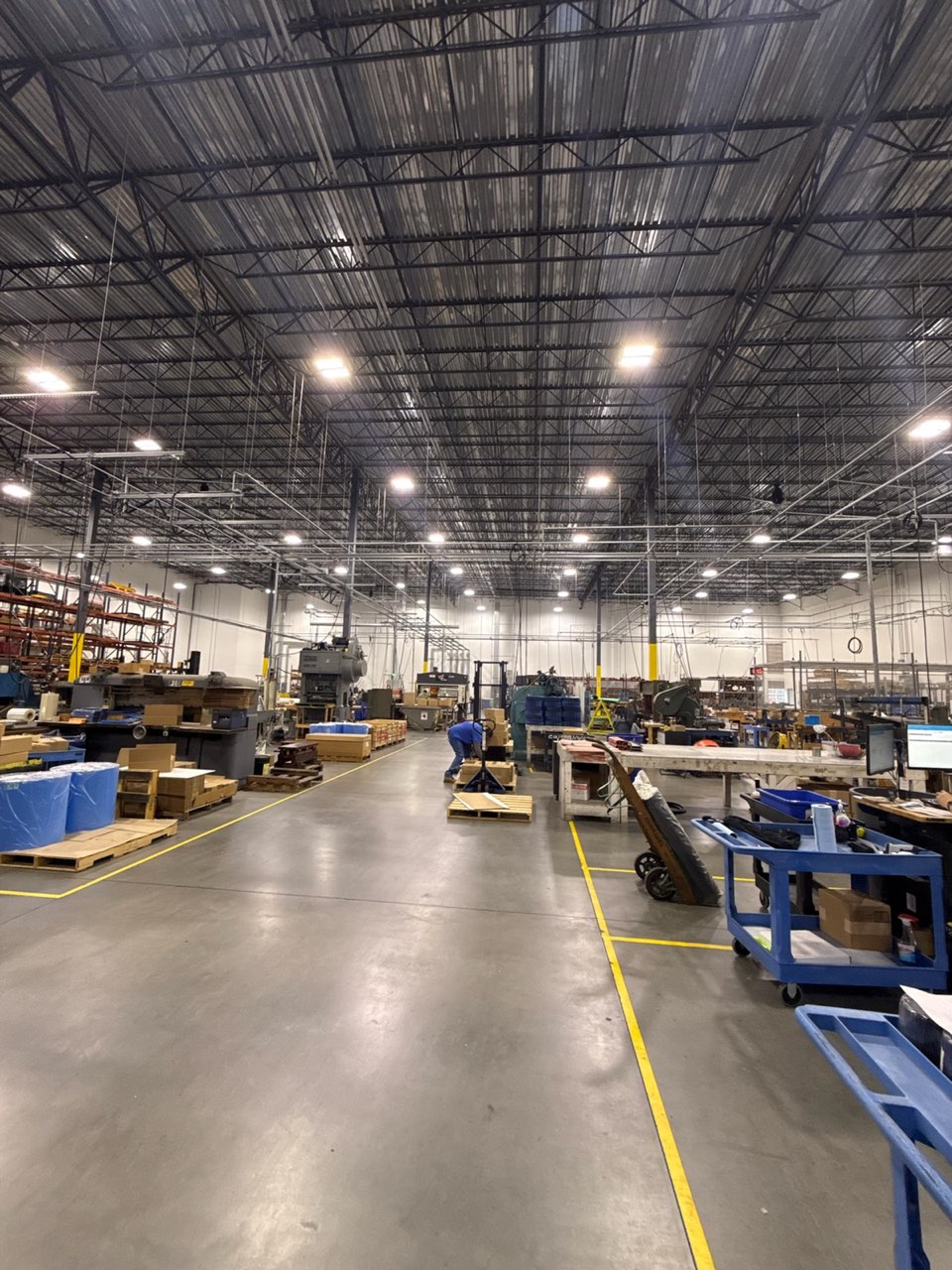 Warehouse power wiring and lighting installation